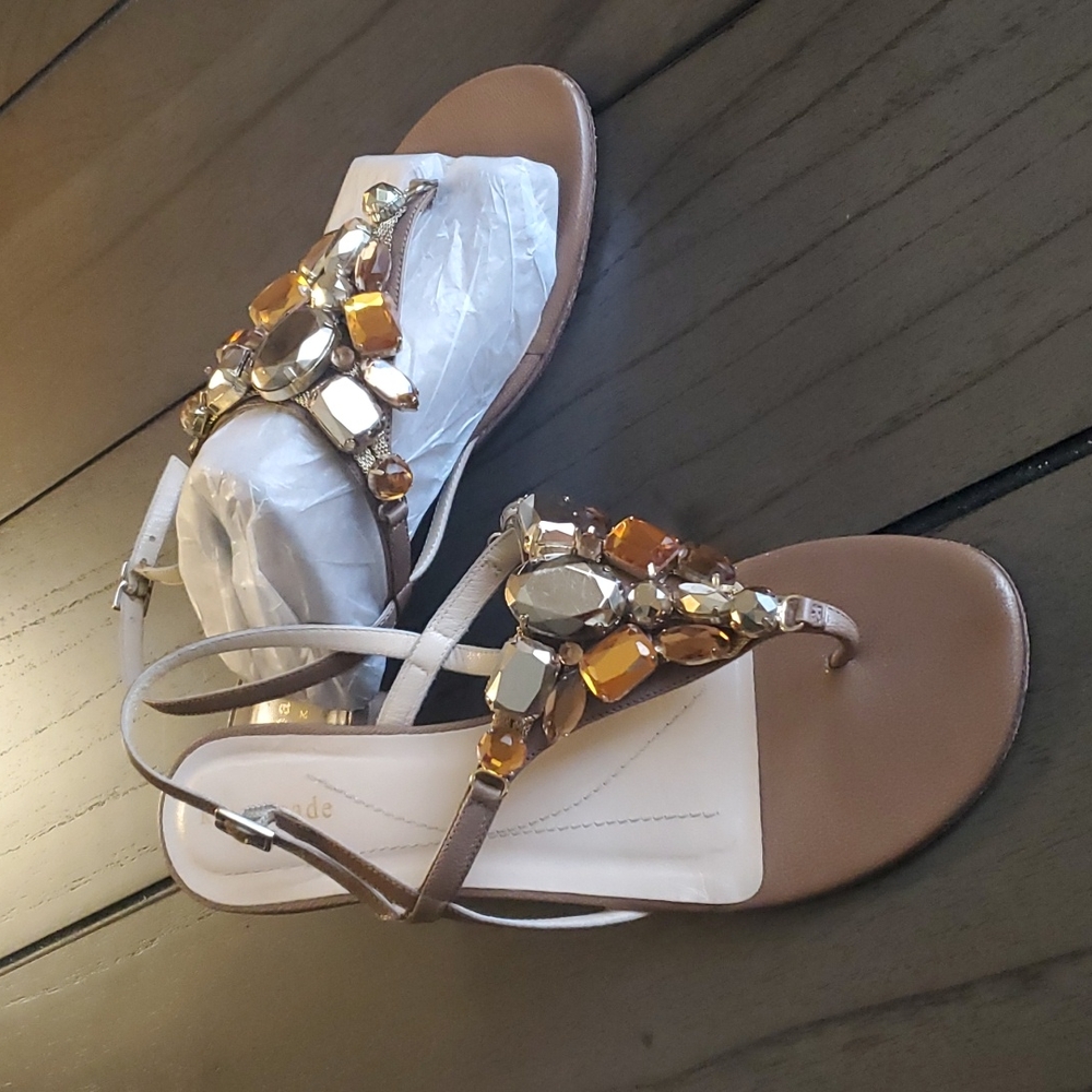 Kate Spade Crystal Embellished Leather Sandal, Size 38